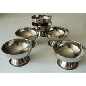 6 stainless steel ice cream sundae cups-vintage from the 80s