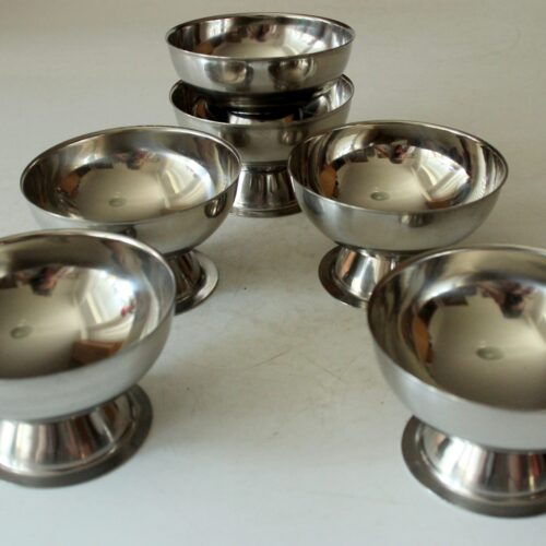 6 stainless steel ice cream sundae cups-vintage from the 80s
