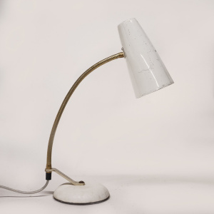 Mid-Century Italian White Gooseneck Desk Lamp, 1960s
