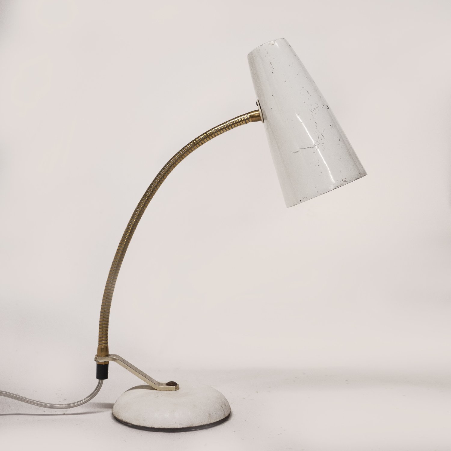 Mid-Century Italian White Gooseneck Desk Lamp, 1960s