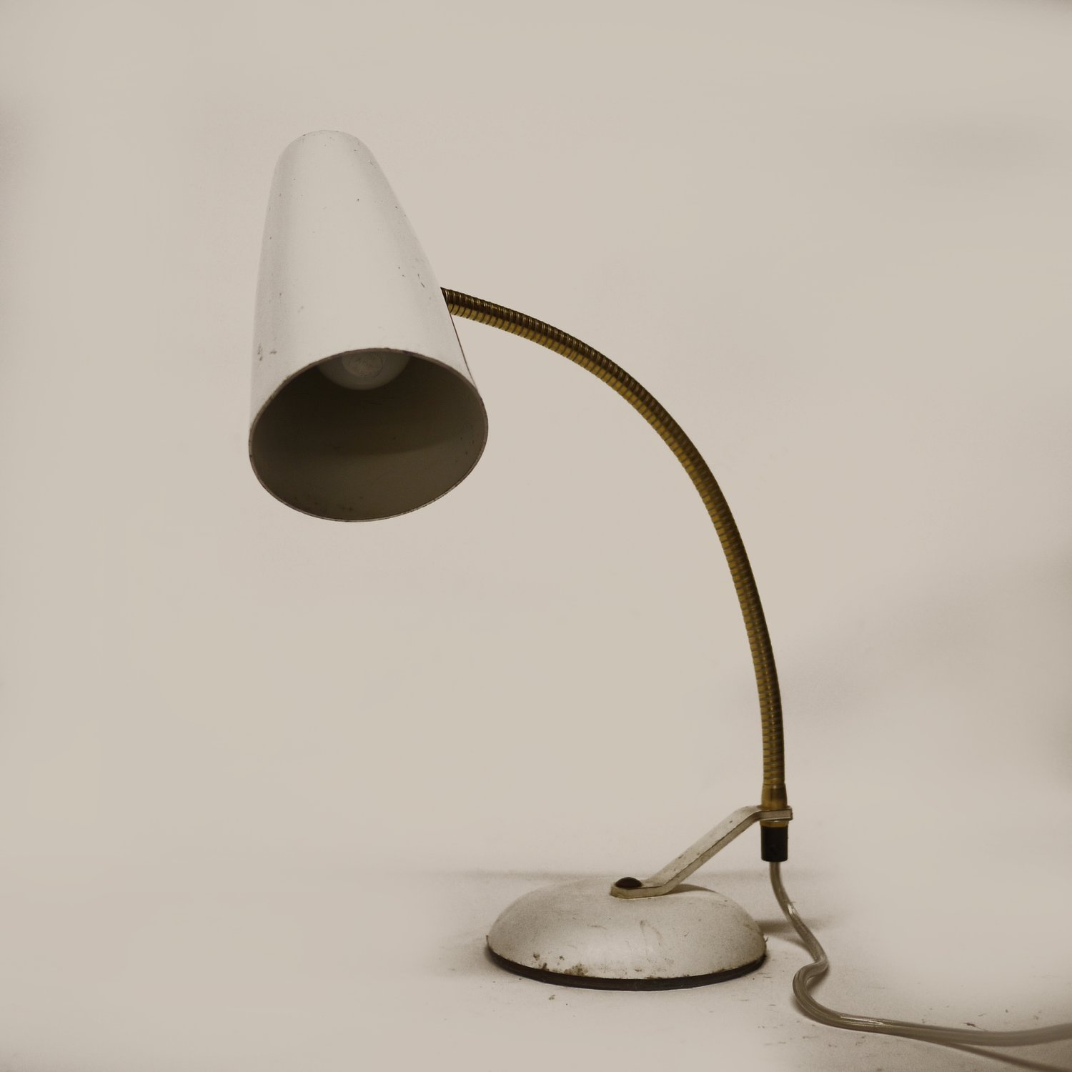 Mid-Century Italian White Gooseneck Desk Lamp, 1960s