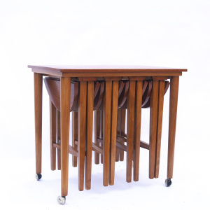 Vintage Nest Of 5 Teak Tables By Poul Hundevad For Novy Domov, 1960s