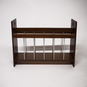 Vintage Danish Teak & Metal Magazine Rack, 1970s