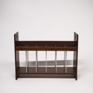 Vintage Danish Teak & Metal Magazine Rack, 1970s