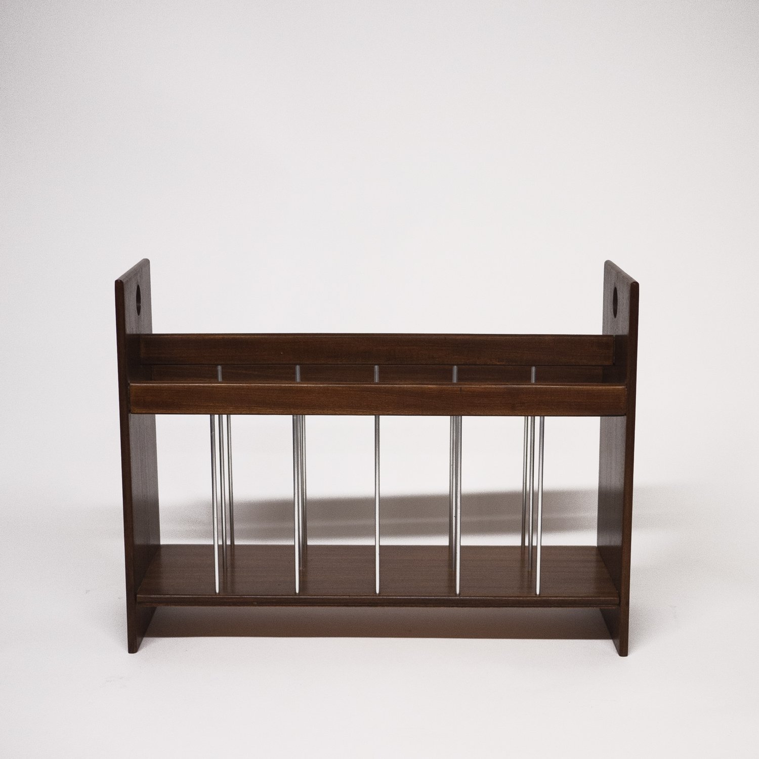 Vintage Danish Teak & Metal Magazine Rack, 1970s