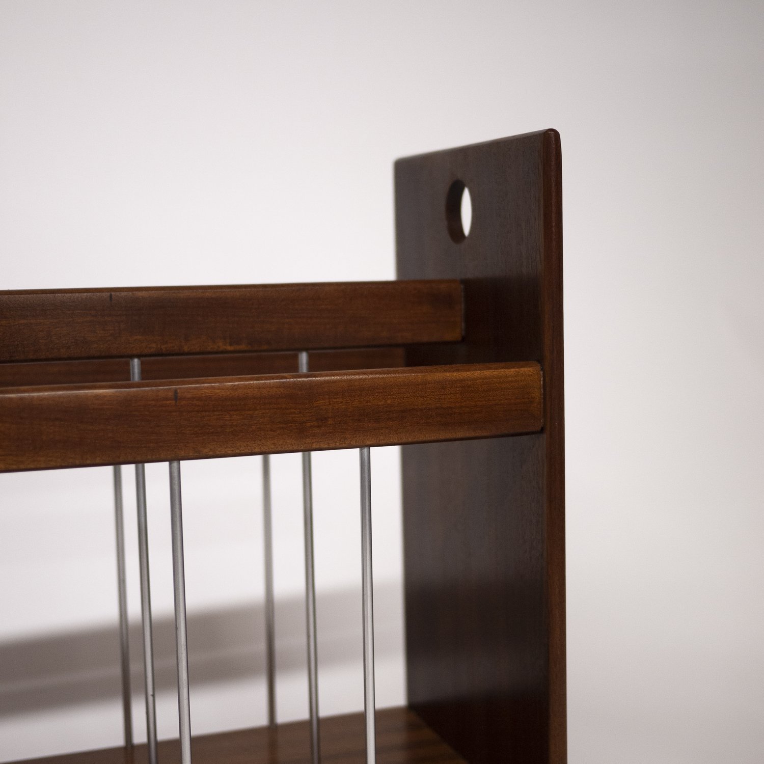 Vintage Danish Teak & Metal Magazine Rack, 1970s