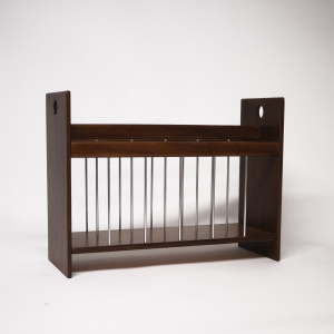 Vintage Danish Teak & Metal Magazine Rack, 1970s