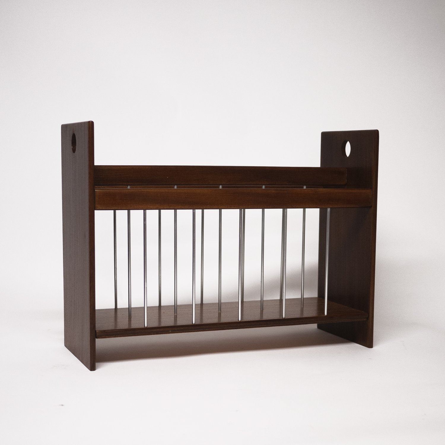 Vintage Danish Teak & Metal Magazine Rack, 1970s