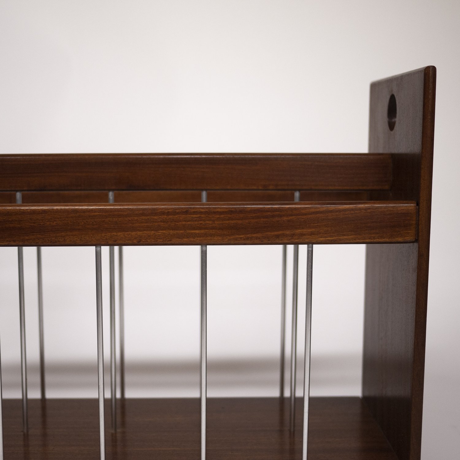 Vintage Danish Teak & Metal Magazine Rack, 1970s