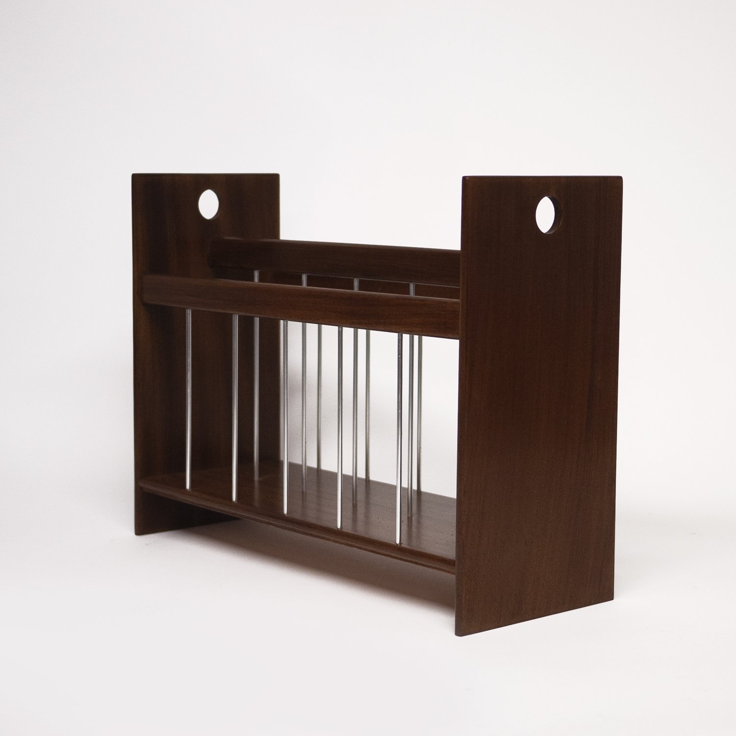 Vintage Danish Teak & Metal Magazine Rack, 1970s