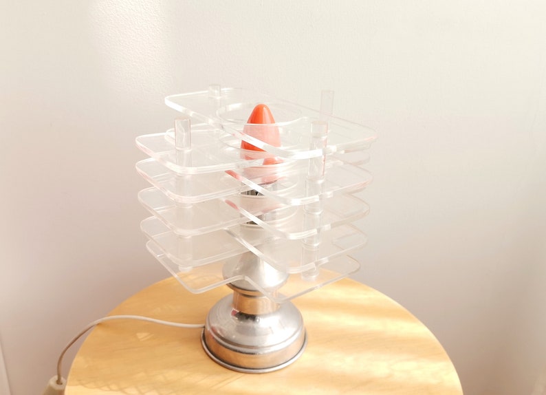 Acrylic mid century modern bedside accent table lamp MCM