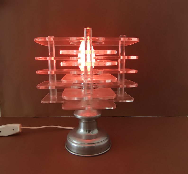Acrylic mid century modern bedside accent table lamp MCM