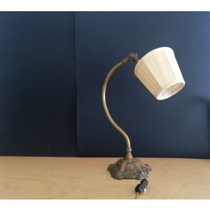 Antique 1920s brass swan neck Art Nouveau table lamp