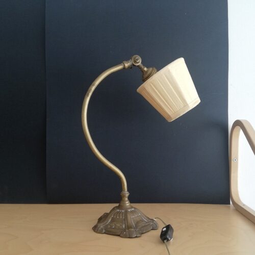 Antique 1920s brass swan neck Art Nouveau table lamp
