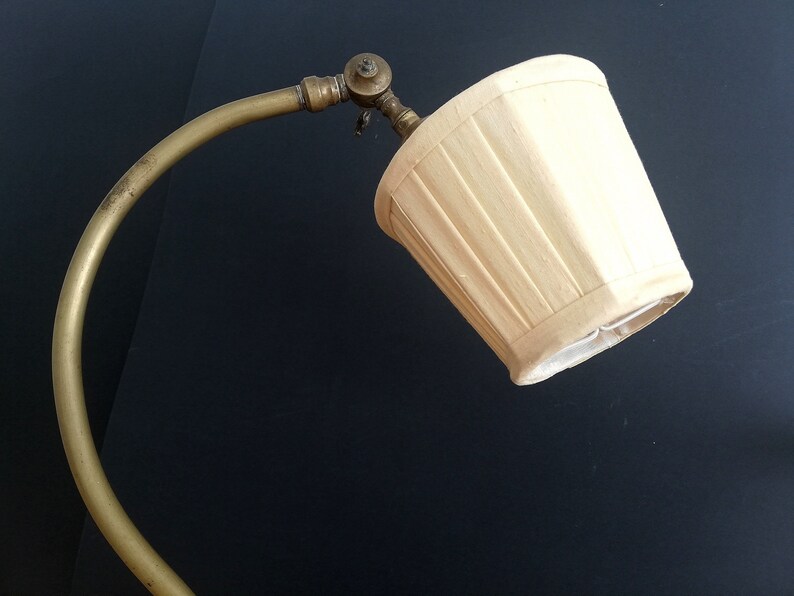 Antique 1920s brass swan neck Art Nouveau table lamp