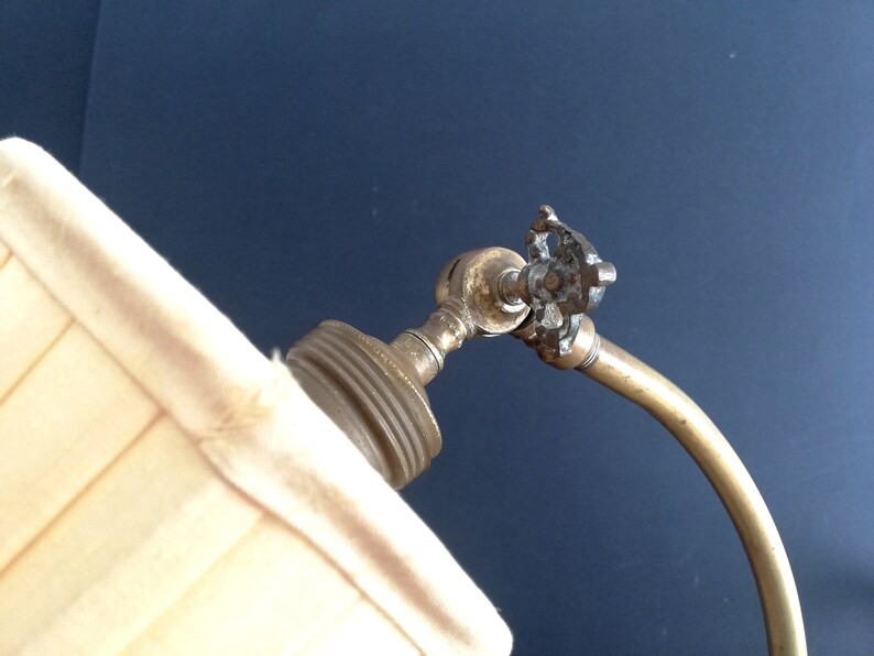 Antique 1920s brass swan neck Art Nouveau table lamp