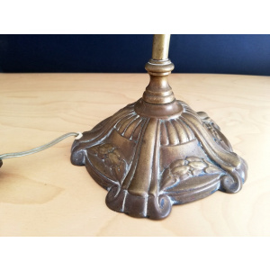 Antique 1920s brass swan neck Art Nouveau table lamp