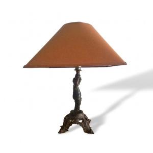 Antique French Art Nouveau bronze cupid statue table lamp