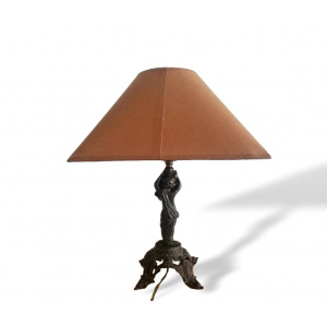 Antique French Art Nouveau bronze cupid statue table lamp