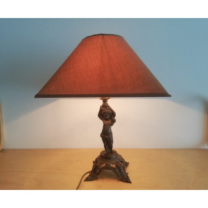 Antique French Art Nouveau bronze cupid statue table lamp