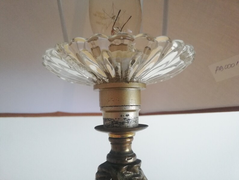 Antique French Art Nouveau bronze cupid statue table lamp
