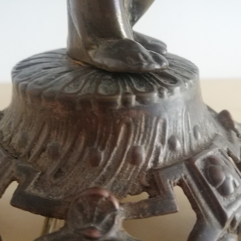 Antique French Art Nouveau bronze cupid statue table lamp