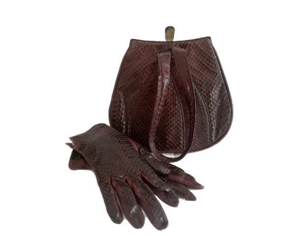 Art Deco 20s snake skin handbag purse and gloves