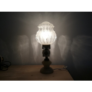 Art Deco alabaster marble and glass side table lamp
