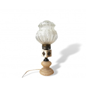 Art Deco alabaster marble and glass side table lamp