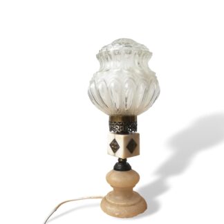 Art Deco alabaster marble and glass side table lamp