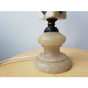 Art Deco alabaster marble and glass side table lamp