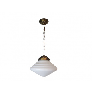 Art Deco hanging lamp white opaline glass milk pendant light fixture