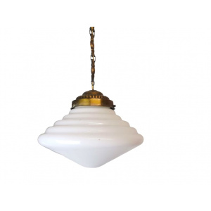 Art Deco hanging lamp white opaline glass milk pendant light fixture