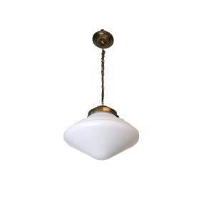 Art Deco hanging lamp white opaline glass milk pendant light fixture