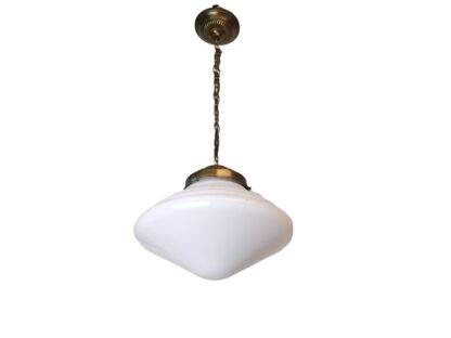 Art Deco hanging lamp white opaline glass milk pendant light fixture - Image 4