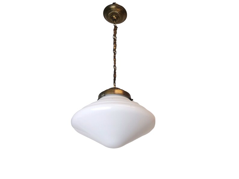 Art Deco hanging lamp white opaline glass milk pendant light fixture