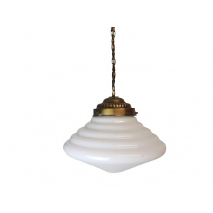 Art Deco hanging lamp white opaline glass milk pendant light fixture