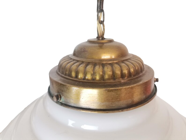 Art Deco hanging lamp white opaline glass milk pendant light fixture