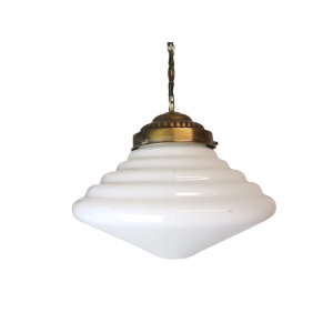 Art Deco hanging lamp white opaline glass milk pendant light fixture