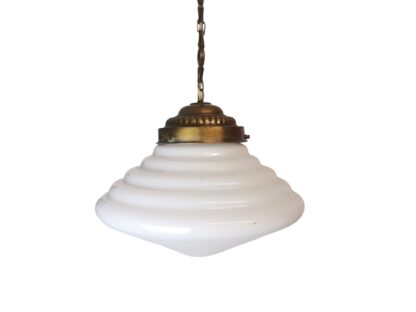 Art Deco hanging lamp white opaline glass milk pendant light fixture
