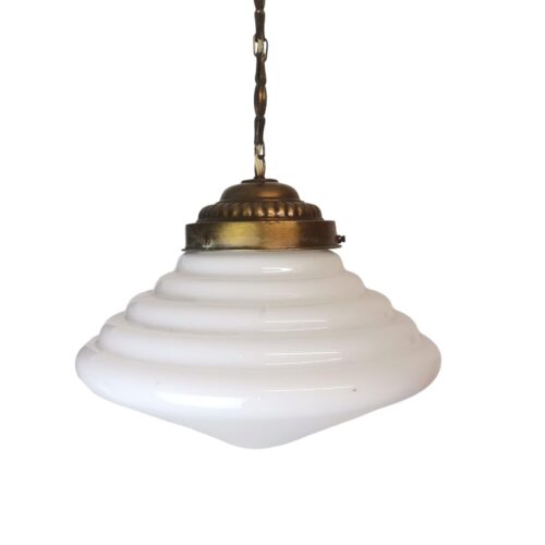 Art Deco hanging lamp white opaline glass milk pendant light fixture