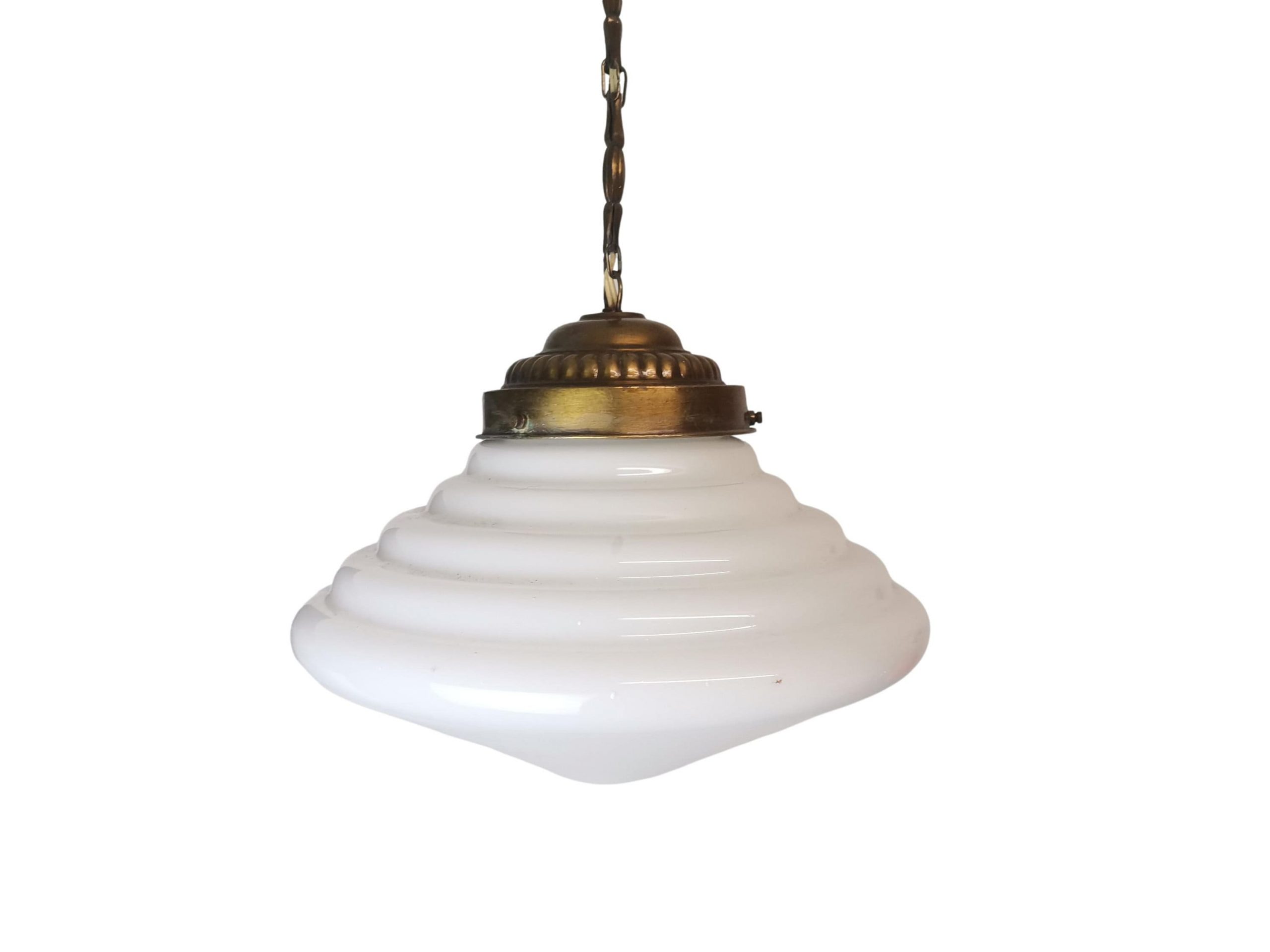 Art Deco hanging lamp white opaline glass milk pendant light fixture
