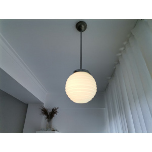 Art Deco Lamp blue milk hanging light fixture vintage