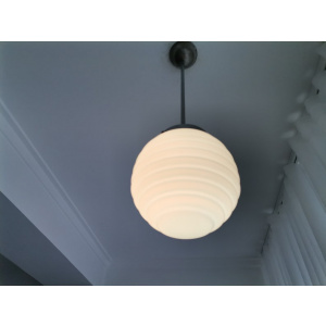 Art Deco Lamp blue milk hanging light fixture vintage