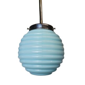Art Deco Lamp blue milk hanging light fixture vintage