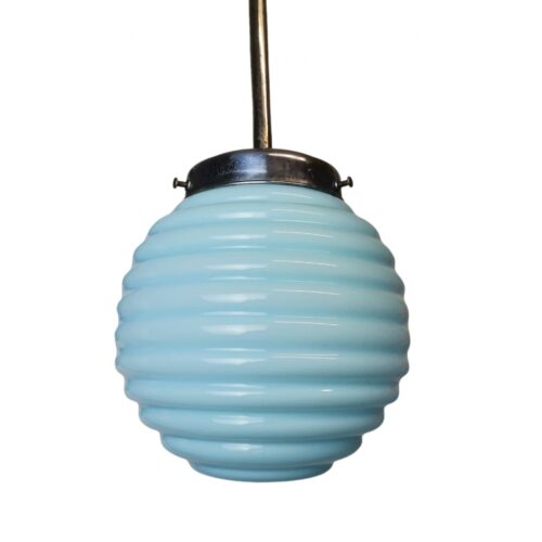 Art Deco Lamp blue milk hanging light fixture vintage