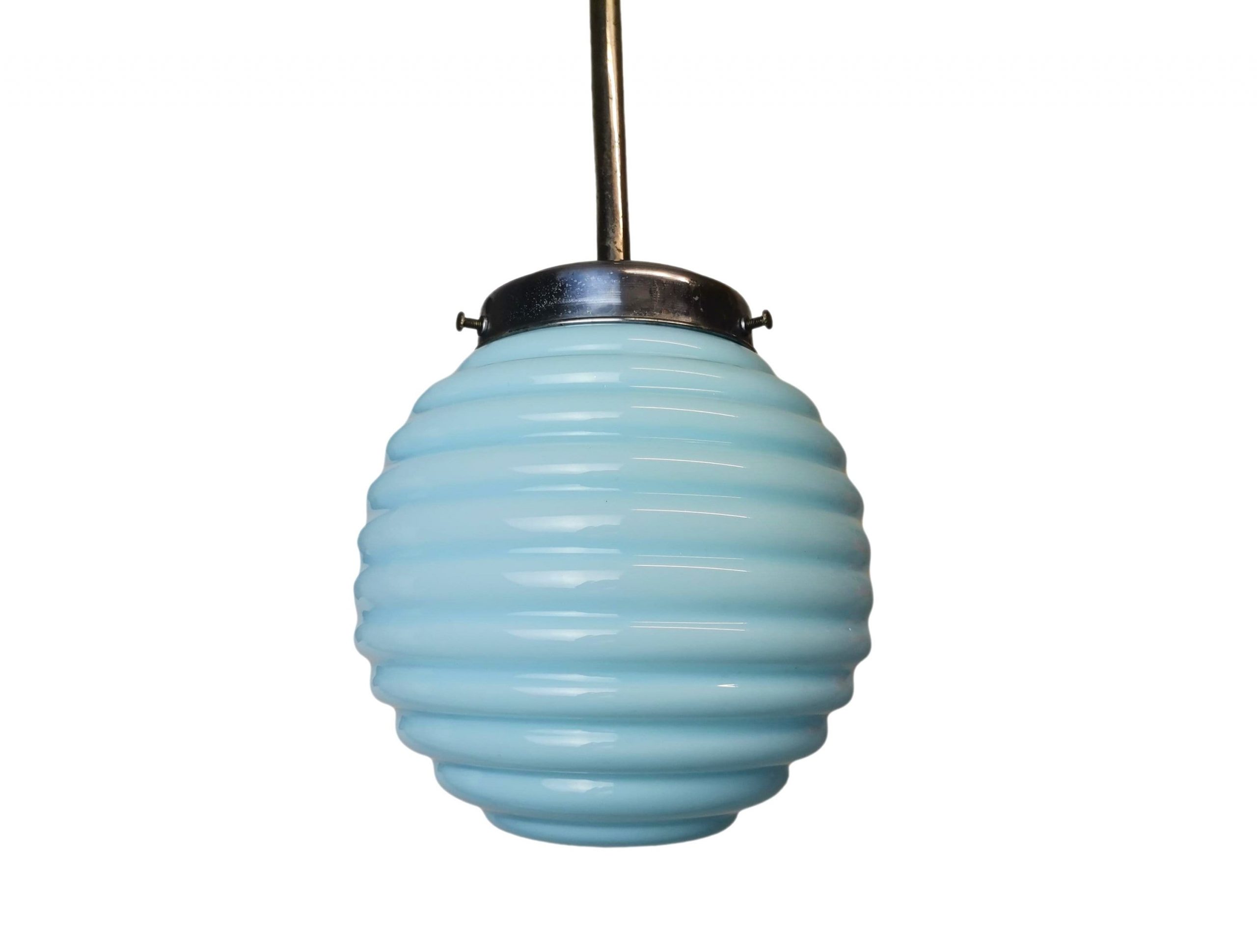 Art Deco Lamp blue milk hanging light fixture vintage