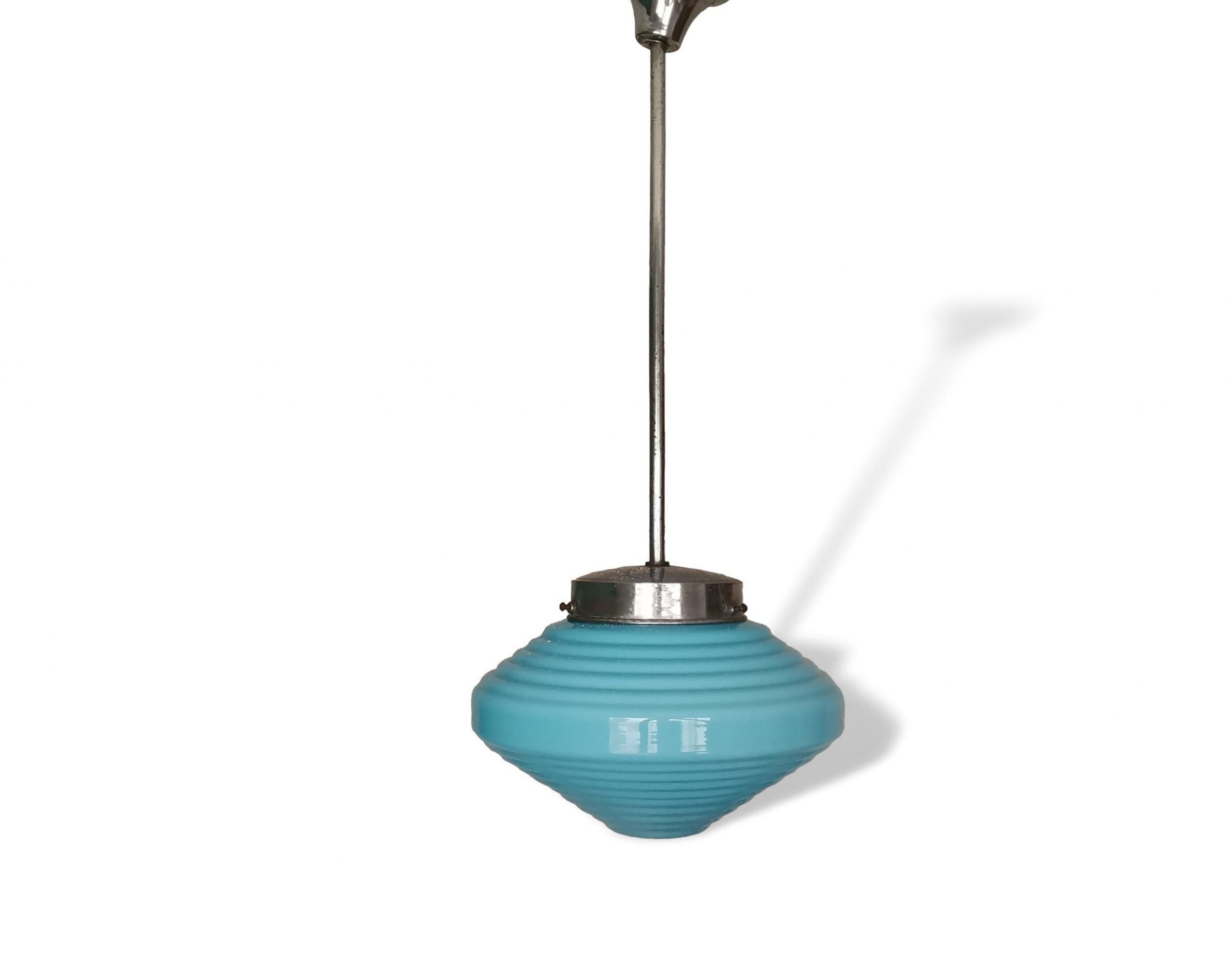 Art deco light fixture modern hanging lamp blue glass pendant