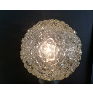Chrome and clear bubble glass globe small bedsie table lamp
