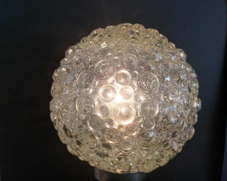Chrome and clear bubble glass globe small bedsie table lamp